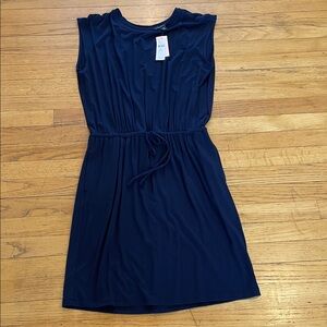Banana Republic Sleeveless Navy Drawstring Waist Dress